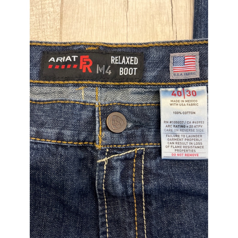 Ariat FR M4 Relaxed Boot Cut Jeans Mens 40x30 Blue Flame‎ Resistant Denim Work